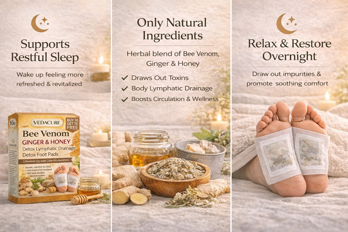 Vedacure Bee Venom Ginger & Honey Detox Pads ( BUY 10 GET 10 FREE )