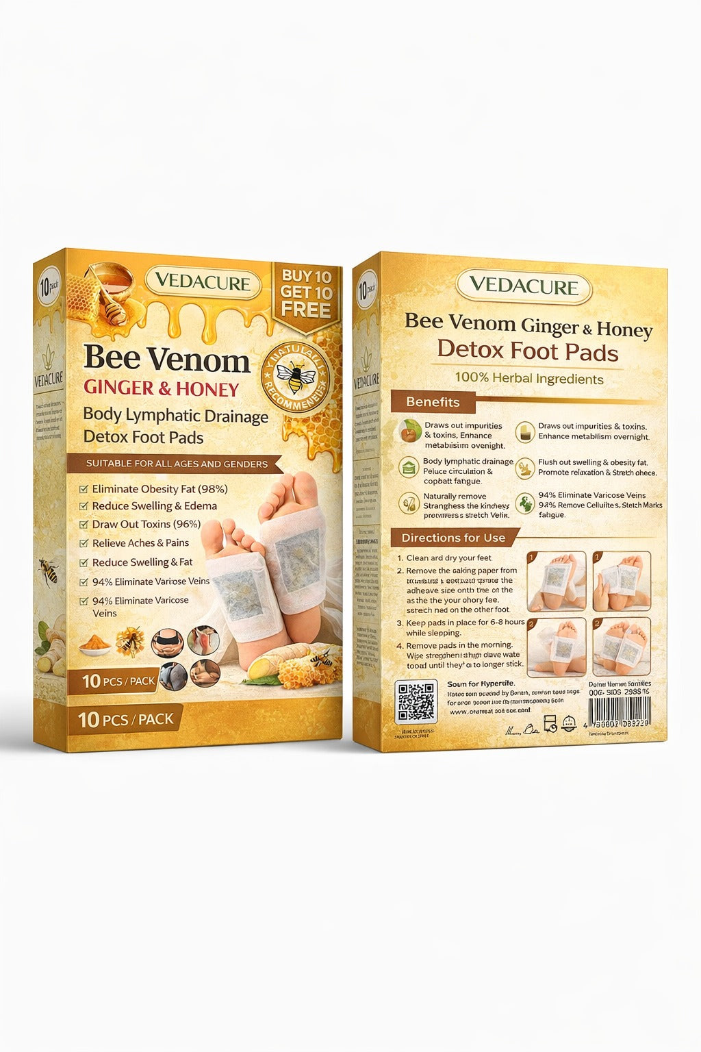 Vedacure Bee Venom Ginger & Honey Detox Pads ( BUY 10 GET 10 FREE )