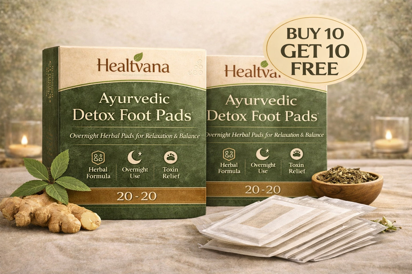 Healthvana Authentic Detox Patches (Buy 10 Get 10 Free / Pack of 20)